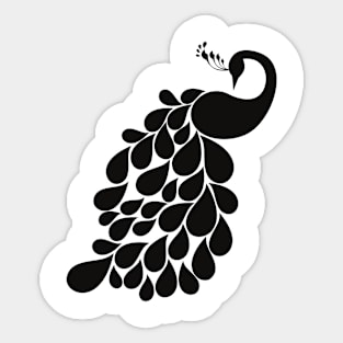 Traditional Black Peacock Emboss Sticker